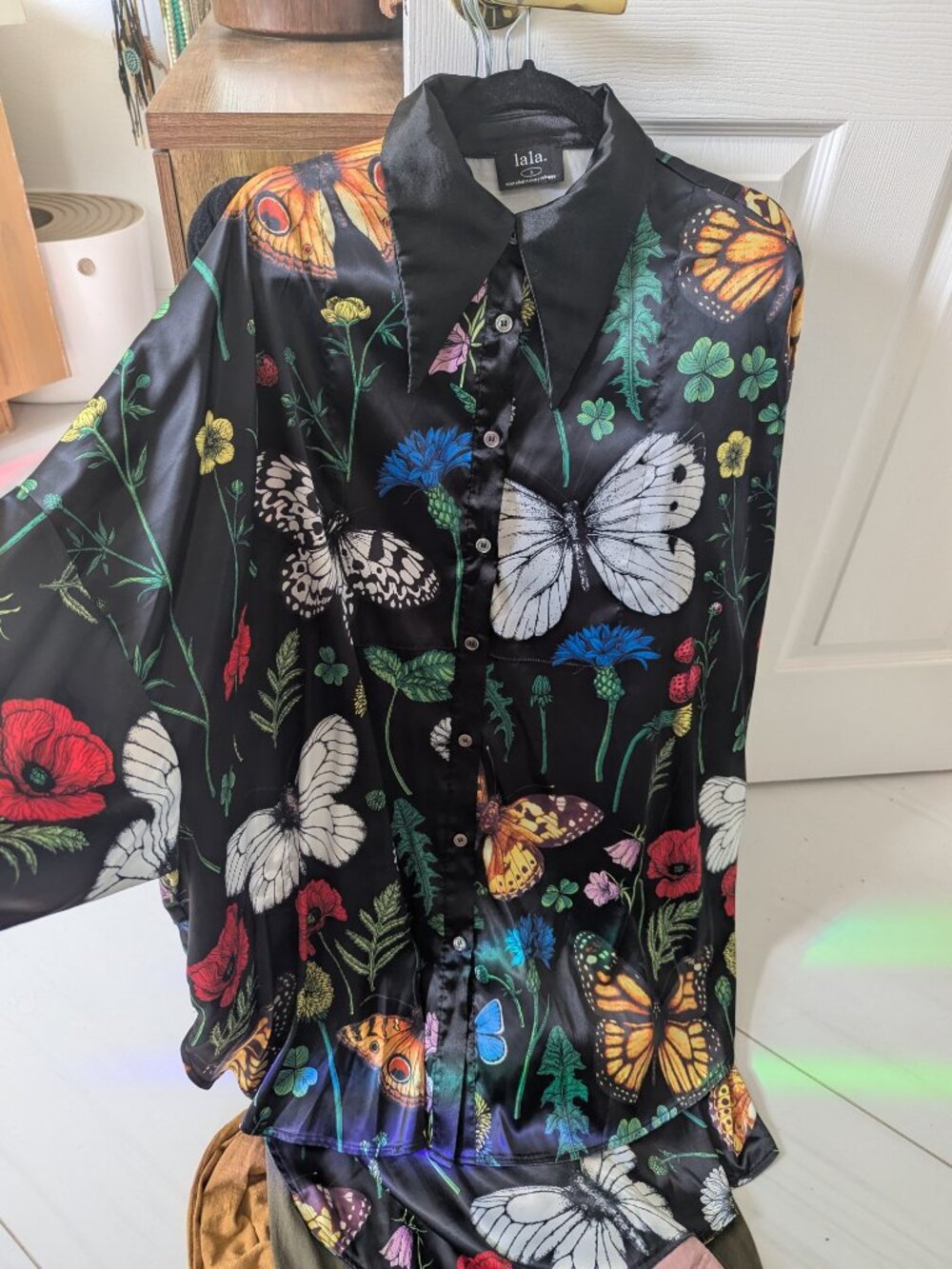 Dressed in Lala Folklore Florals satin playsuit top only Small - Picture 5 of 6